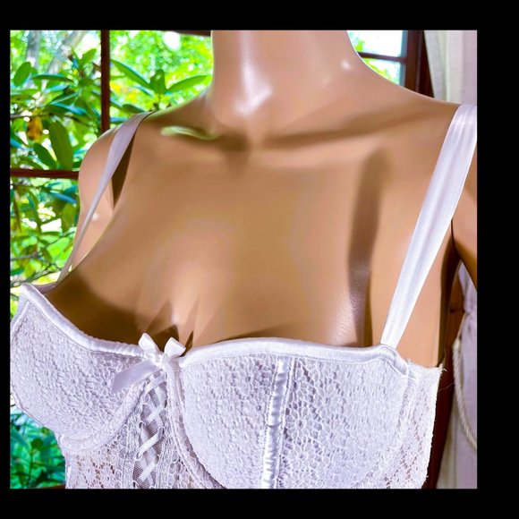 ▪️VICTORIA'S SECRET▪️'I Do' Eyelet Satin Lace Sheer Pin-Up Bridal Bustier Corset - Picture 4 of 10